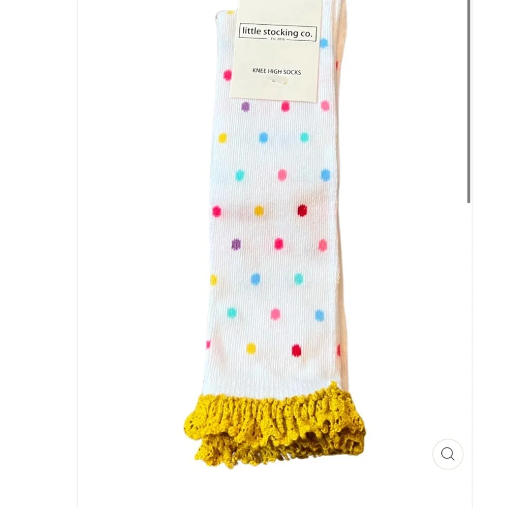 Bundle of 2 white dotted high knee lace socks